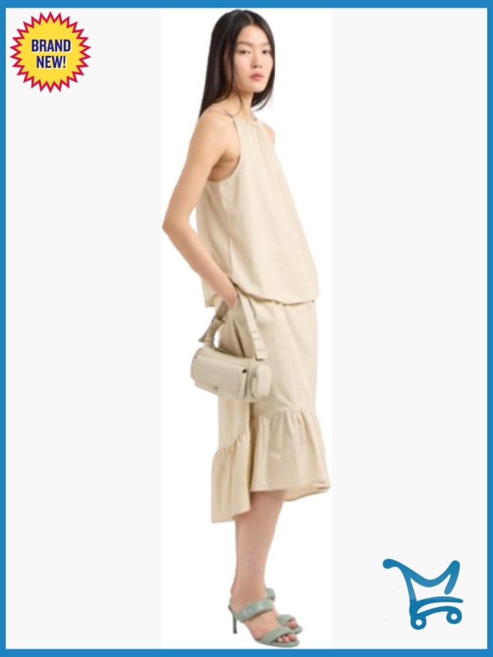 Poplin Skirt with Elastic Waistband - Cotton Midi Length
